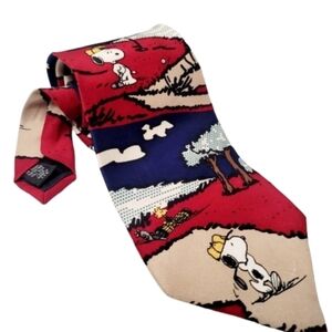 Snoopy Cartoon Print Tie Vintage Peanut Golf